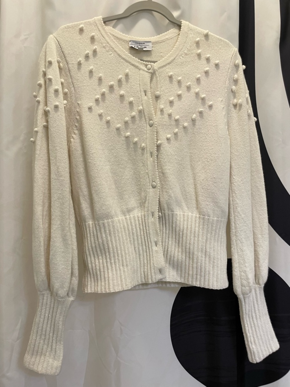 & Other Stories Cream Pom-Pom Knit Button Cardigan